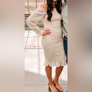 Esther Smocked Midi Dress | Ivory